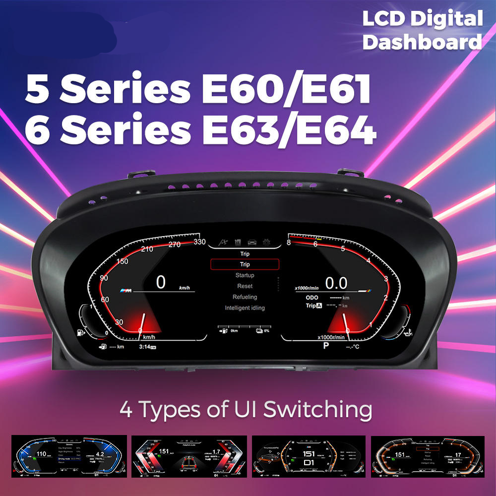 12.3 英寸液晶仪表板车速表数字仪表适用于宝马 5 系 E60 E61 E63 E64 CCC CIC
