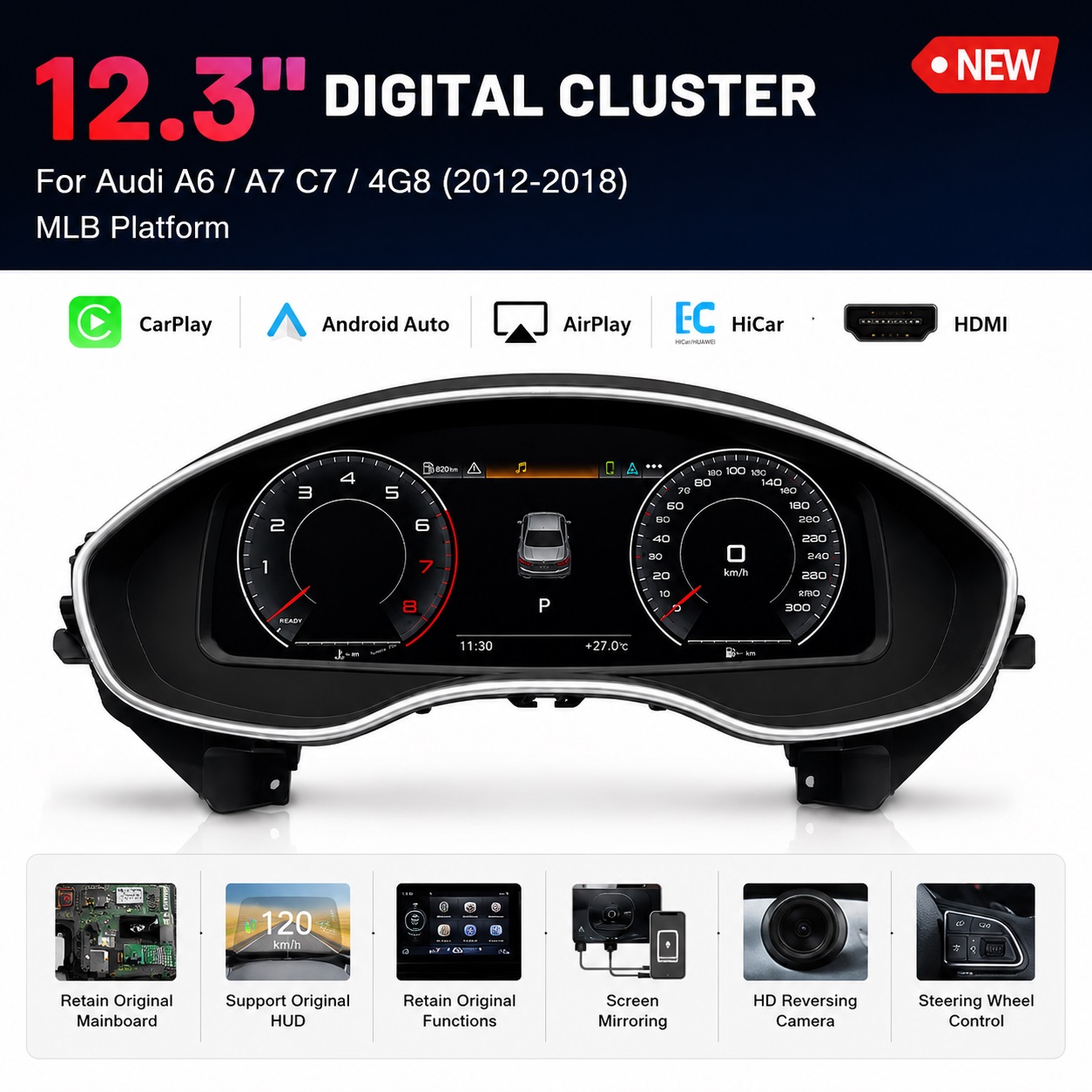 For Audi A6 A7 C7 LCD Instrument Cluster Digital Dashboard Virtual Cockpit Smart Digital Cluster Car Dashboard Display