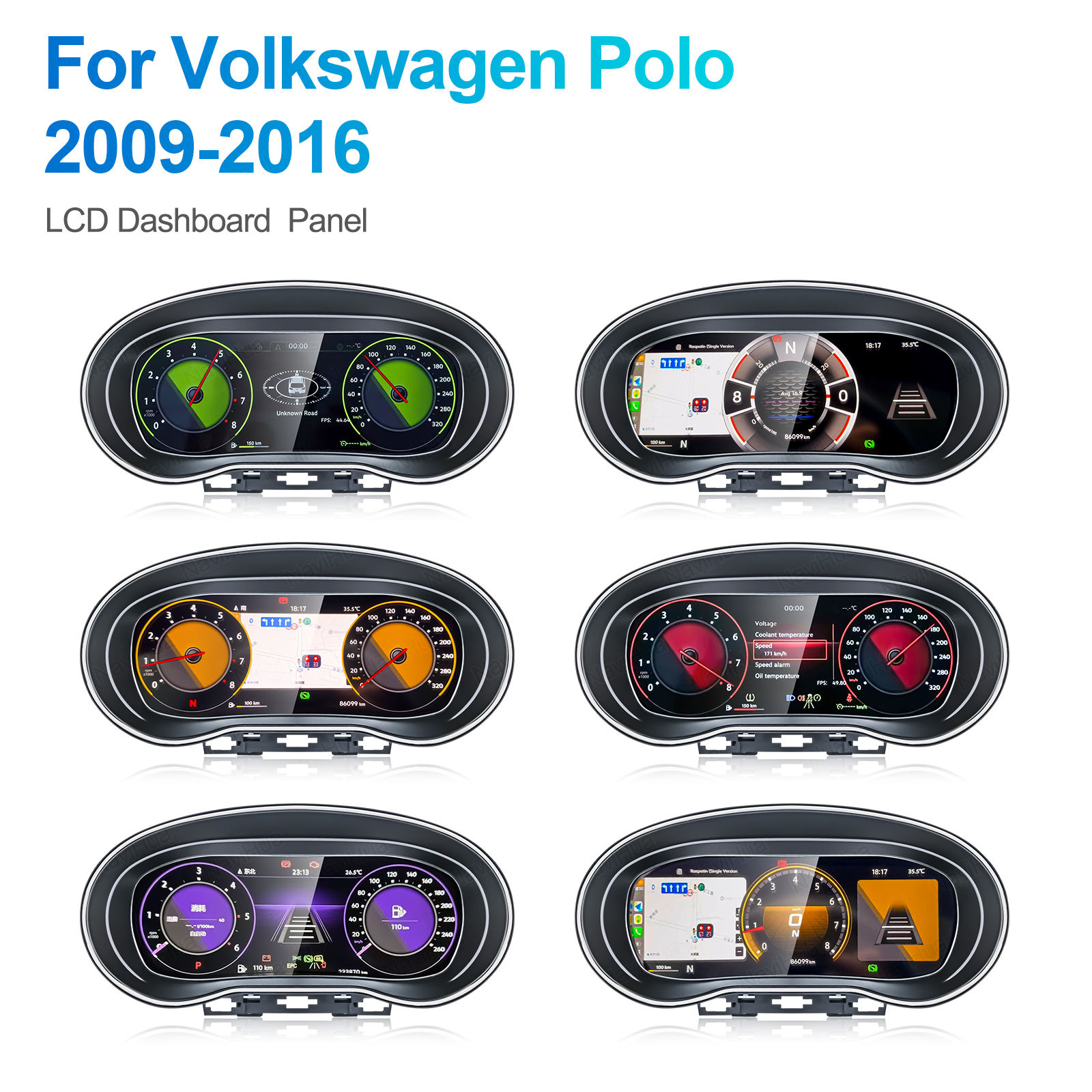 Panel de instrumentos digitales para automóvil para cabina virtual VW POLO 2009-2016