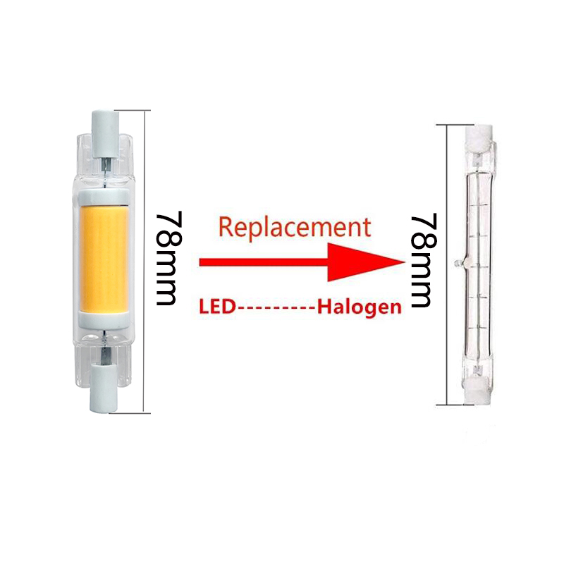 Dimmable No Flicker LED R7S Glass COB Tube 78mm 4W