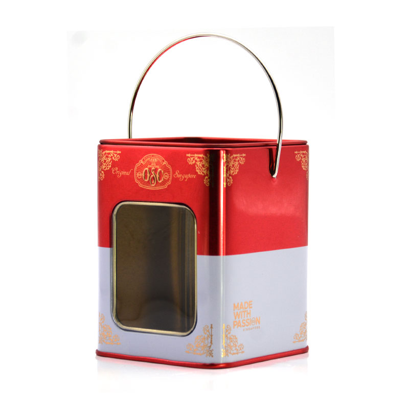 China Cute Christmas Gift Package Halloween Candy Tin Box With Handle And Window manufacturer