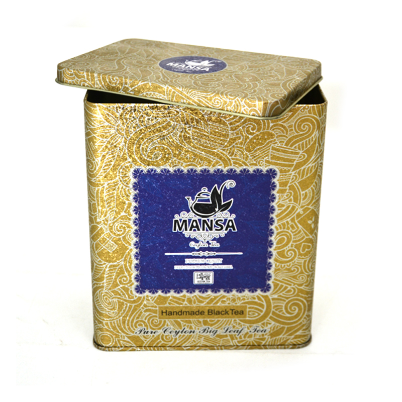 Custom Printed Rectangle Coffee Tin Box Gift Metal Canister