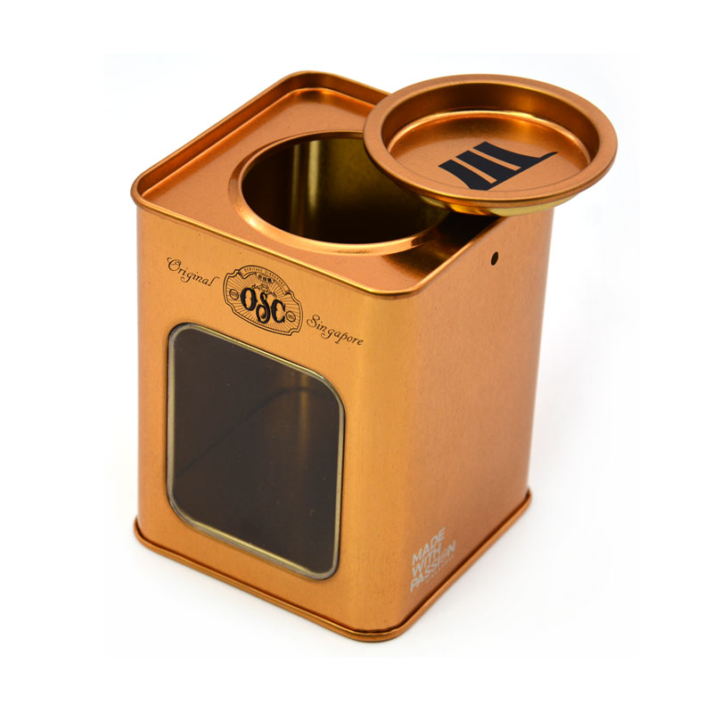 طباعة مخصصة واضحة PVC Window Metal Tin Box Tea Packaging Tin Tin Box مربع مربع مربع مع نافذة