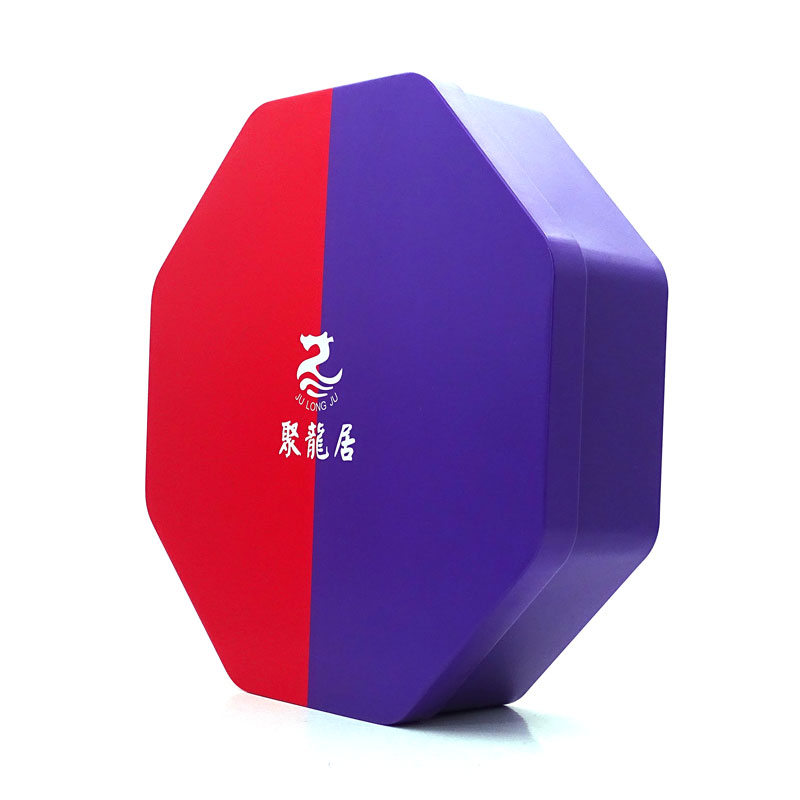 Custom Octagon Shape Biscuit Tin Box with Insert