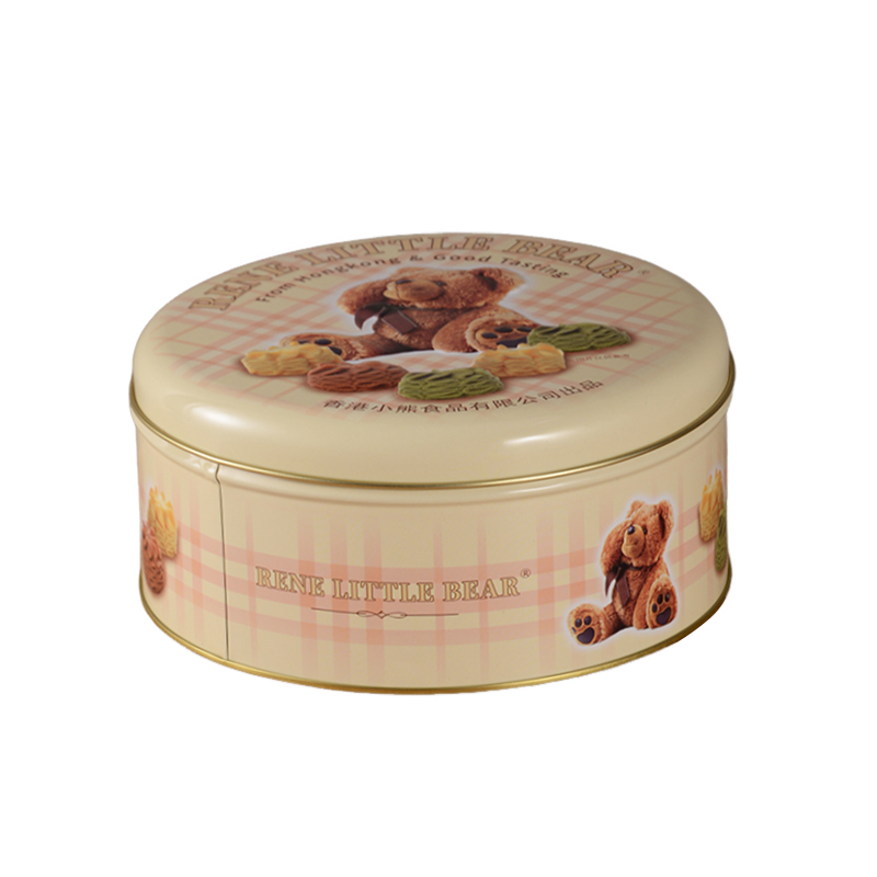 Custom printed food grade round cookie tin box packaging