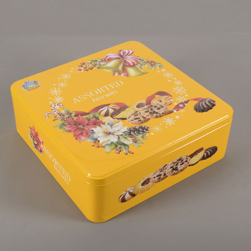 Custom Printed Square Biscuit Tin Box Packaging