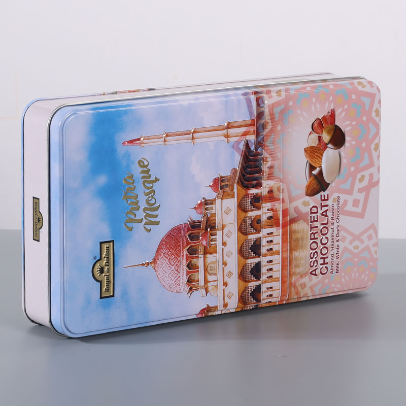 Ambalaj cutie metalica dreptunghiulara imprimata personalizat