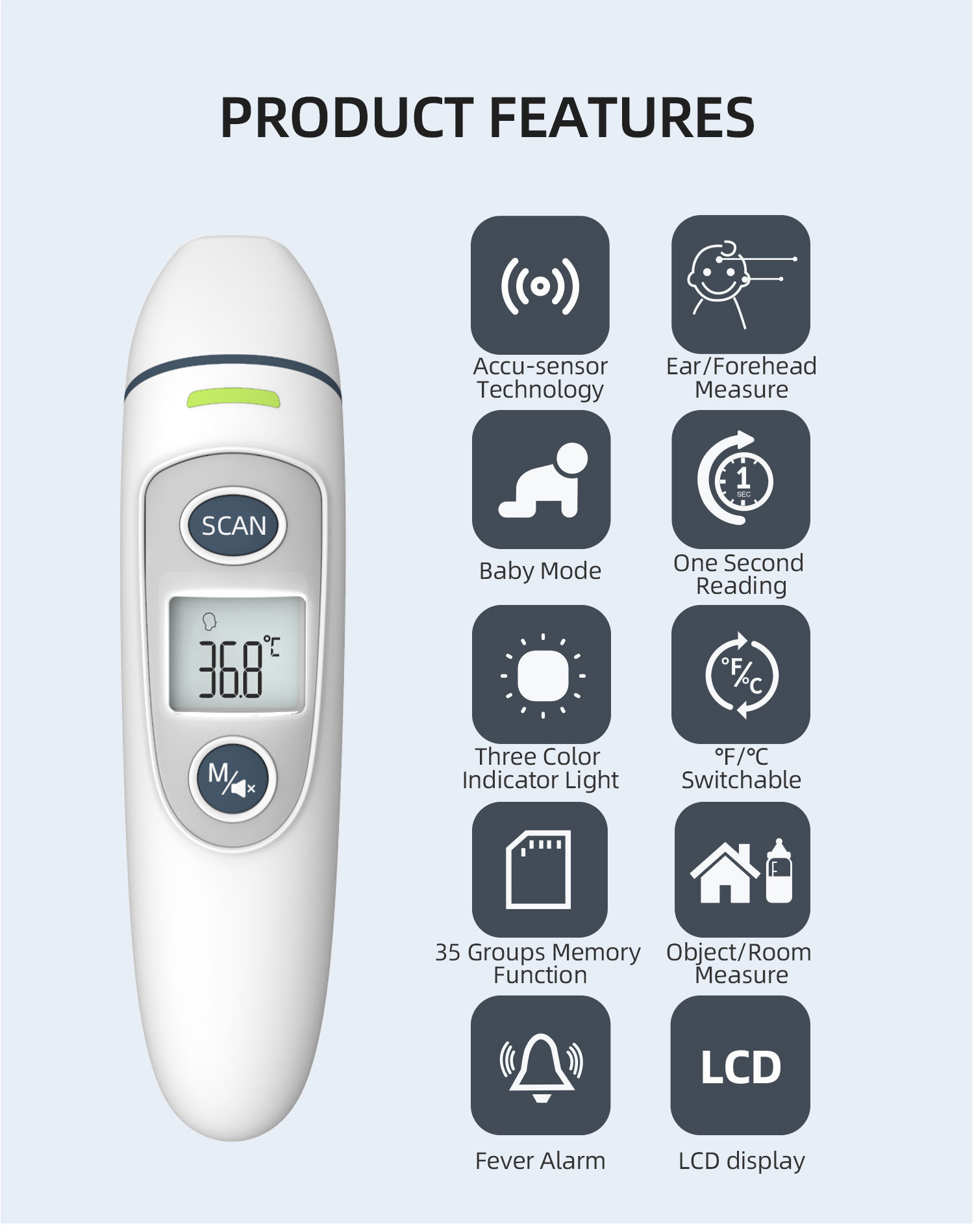 Three-color reminder thermometer,China Digital infrared thermometer, China Thermometer factory,China Digital infrared thermometer manufacturer, China Digital infrared thermometer supplier
