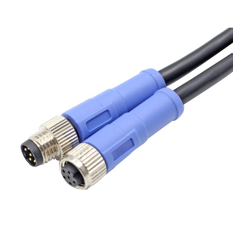 M8 6-pins blauwe mannelijke vrouwelijke kabel