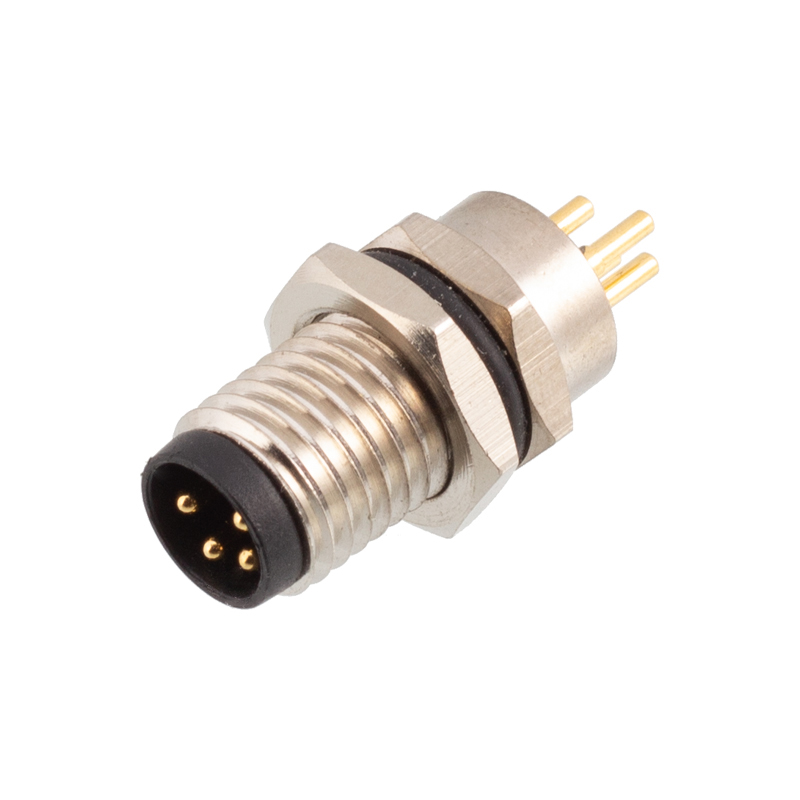 M8 male panel mounting rear pcb connector