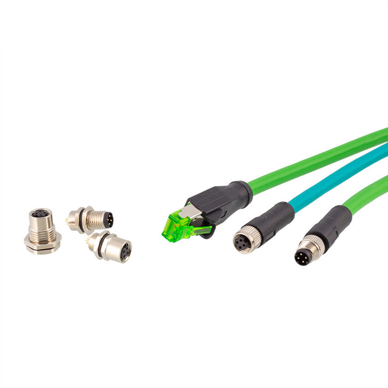 M8 4-aderige D-codering naar cat5e rj45 gegoten kabel