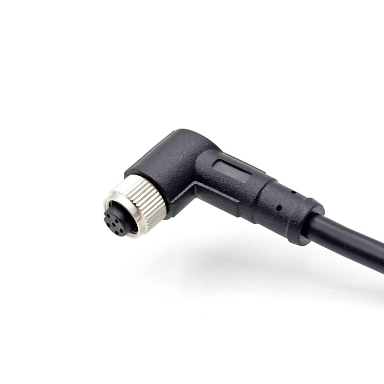 M8 6-pins vrouwelijke kabel van 90 graden