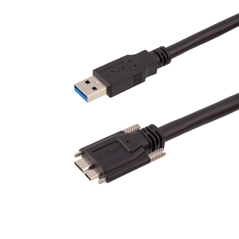 Cabo macho USB 3.0 Tipo A a Micro B com trava de parafuso duplo Cabos de câmera industrial