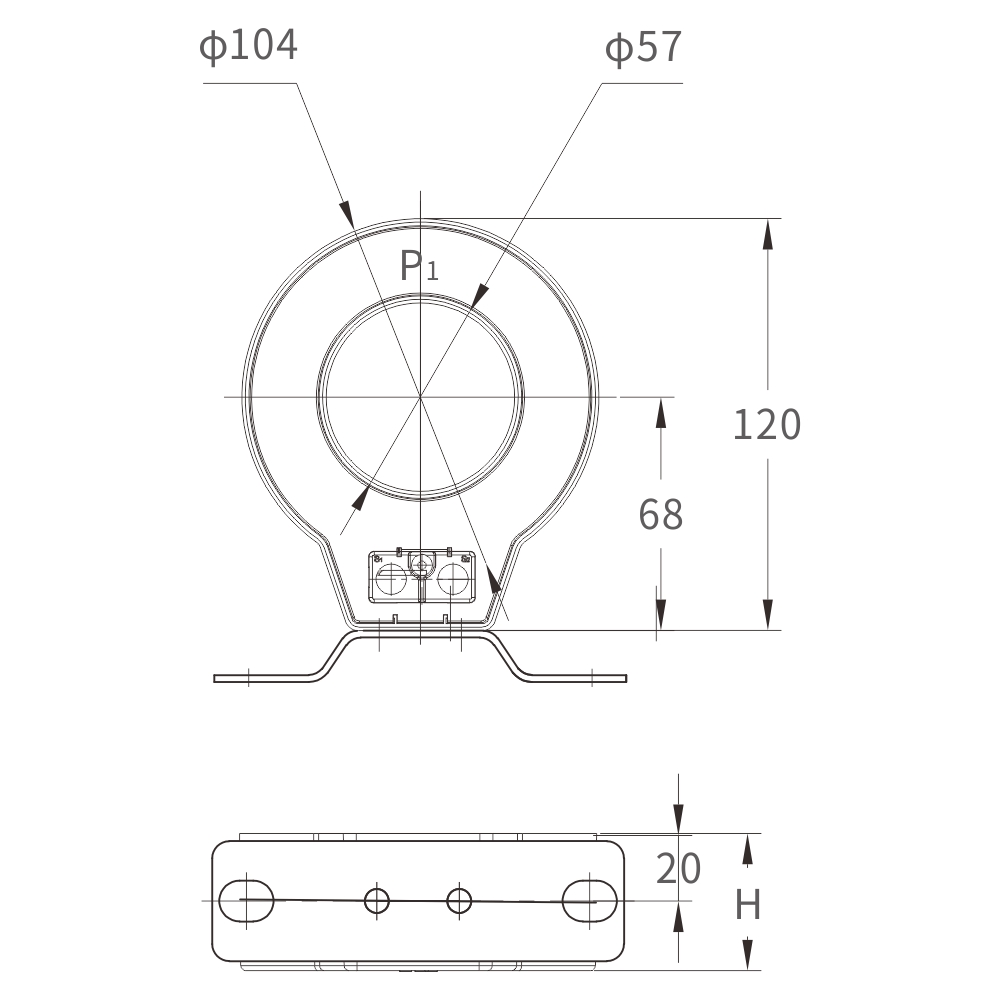 LDZC-Φ57/Φ104*H Type Current Transformer Specifications and Dimensions