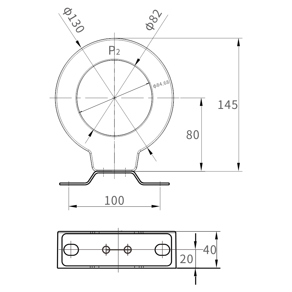 LZCT-Φ82/130*H Current Transformer Specifications and Dimensions
