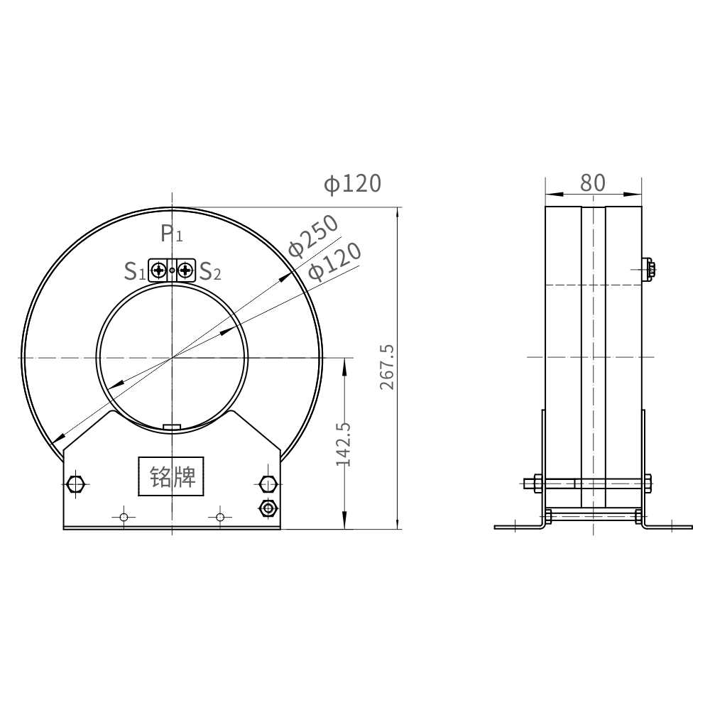 LXZ-120/250*80 Current Transformer Specifications and Dimensions