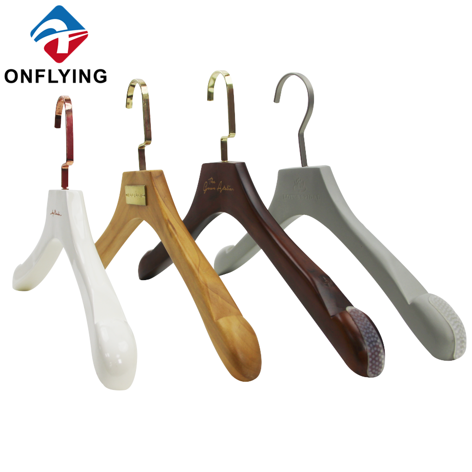 Nonslip Clothes Luxury Wedding Dress Custom Wooden Hanger Factory Supplier