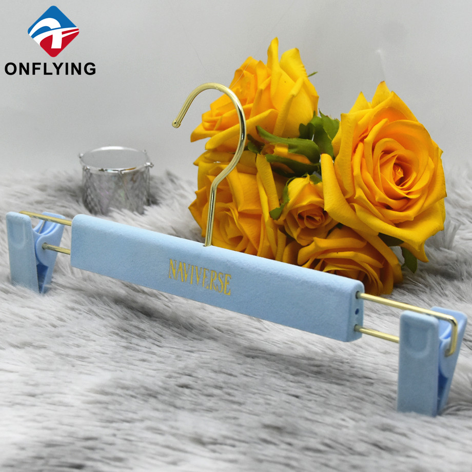 ノンスリップクリップカスタムブルーベルベットパンツハンガーメーカーサプライヤー