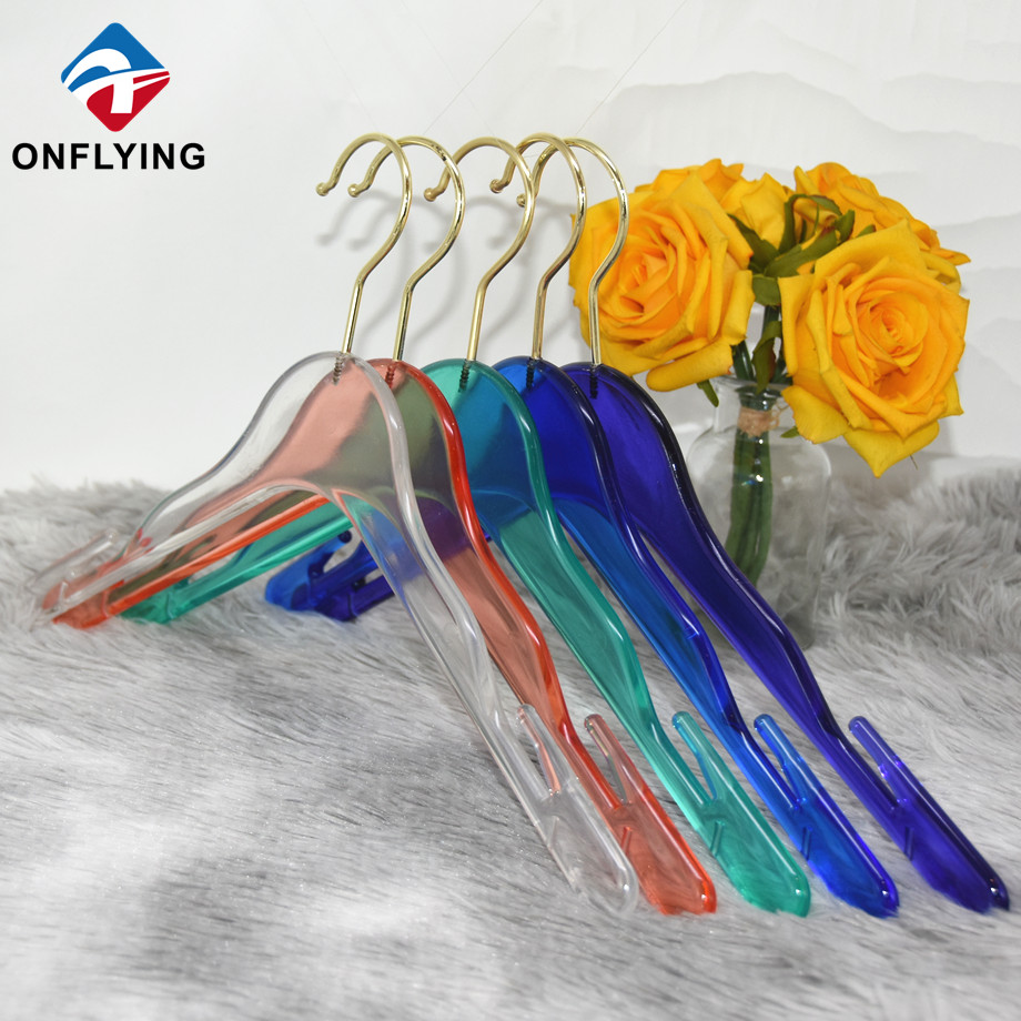 頑丈なカラフルな透明なプラスチックドレス服クリアハンガー工場中国