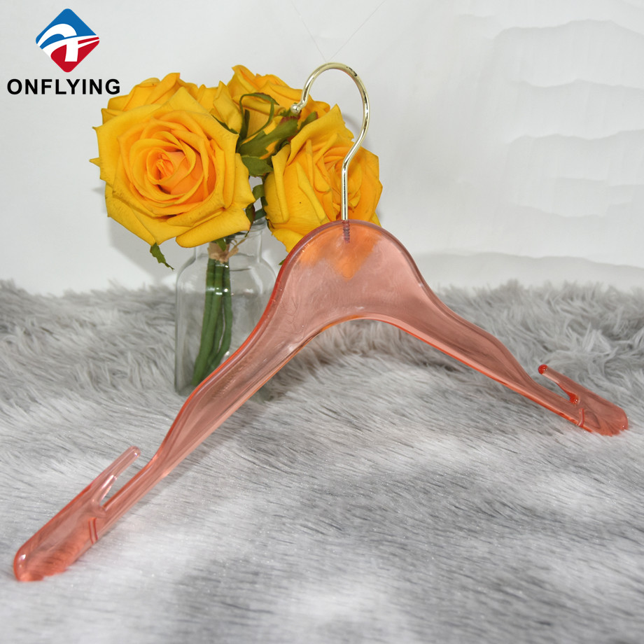 ソリッドレッドラグジュアリー服プラスチッククリアドレスハンガー工場のサプライヤー