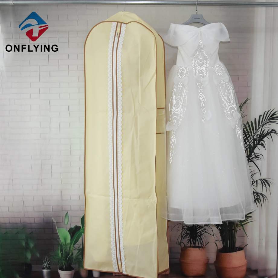 ガセットブライダルロングウェディングガウンカスタムバッグ中国のサプライヤー付き豪華なクリーミー