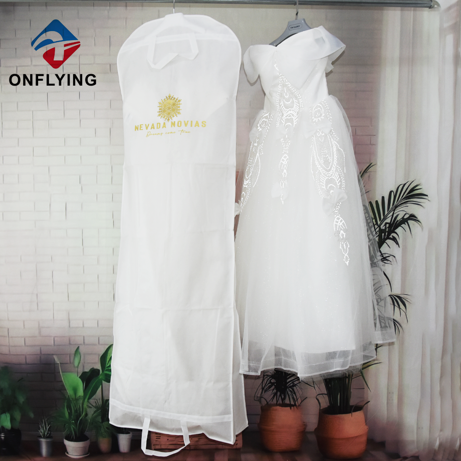 カスタムホワイトエコに優しい再利用可能な女性の長いイブニングドレス高級バッグチャイナファクトリー