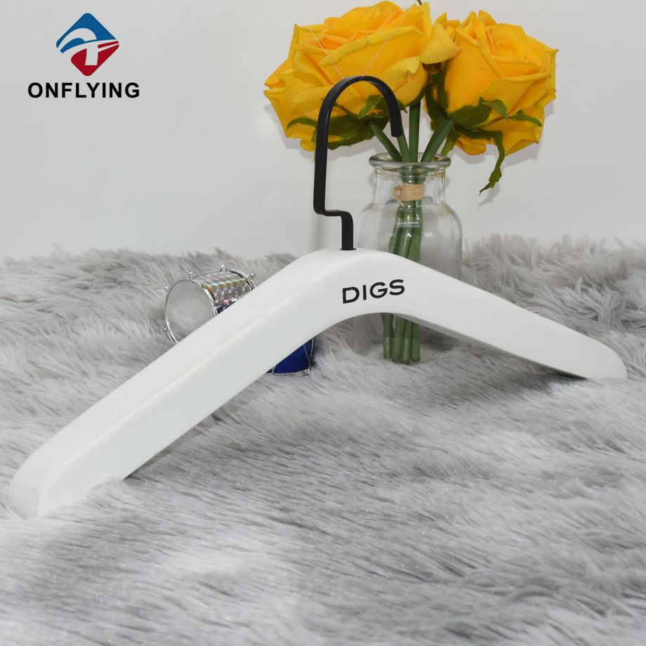 ハイエンドカスタムホワイトレディの厚い木製の服ハンガー中国のサプライヤー