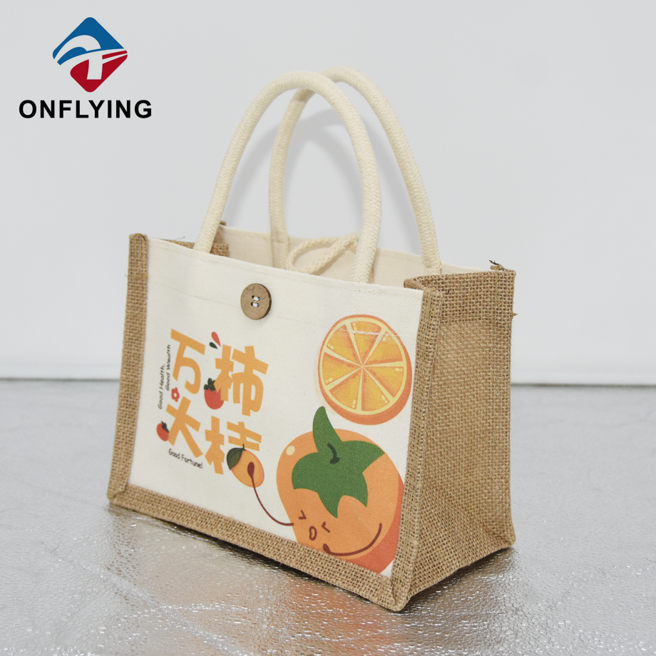 トップエンド高品質の再利用可能なカスタムロゴジュートトートバッグ中国サプライヤー