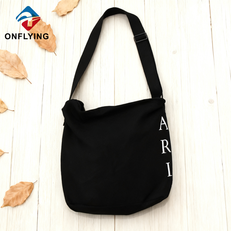 高級有機カスタム耐久性のある黒いキャンバス ショッピング バッグ中国メーカー