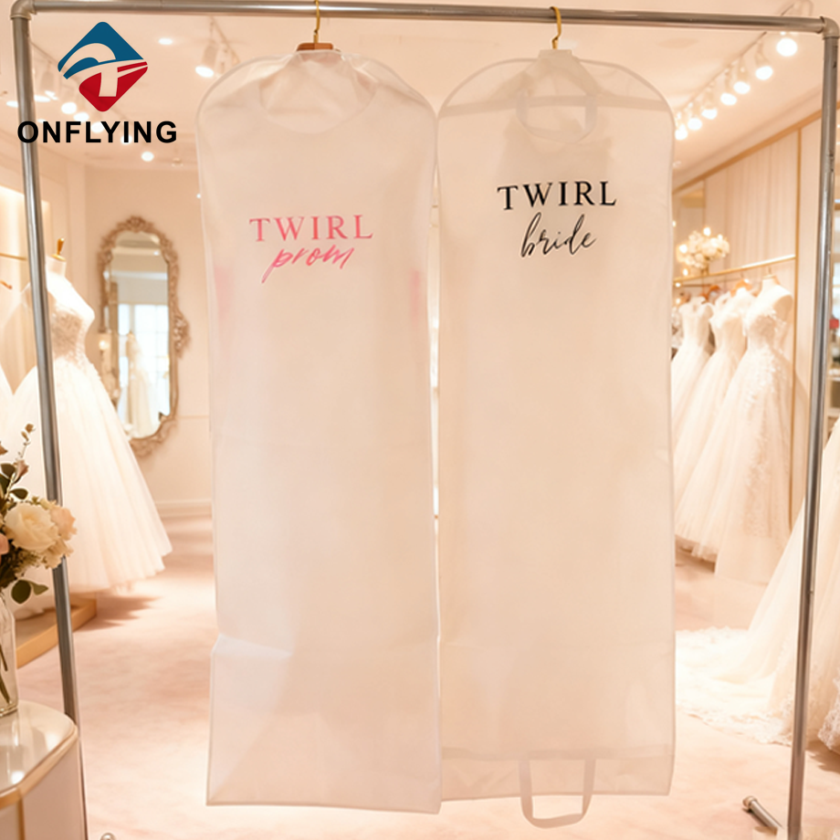 再利用可能なカスタム ロゴ白不織布ドレス収納袋中国メーカー
