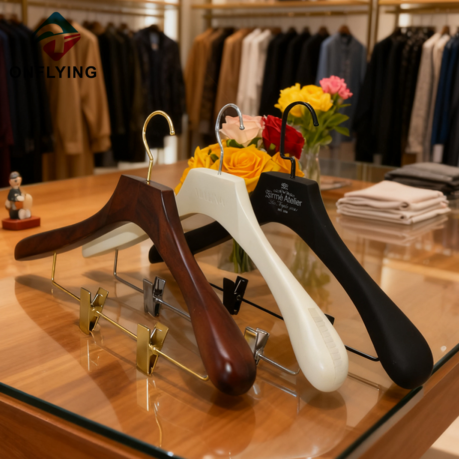 Chine Ensemble de cintres en bois durables pour femme à large épaule de luxe