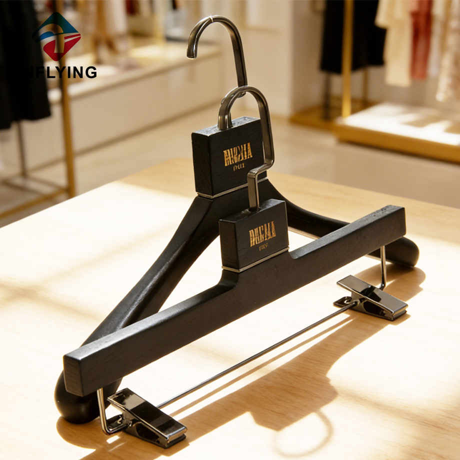 エレガントな婦人服コート黒アッシュツリー木製ハンガー セット中国工場