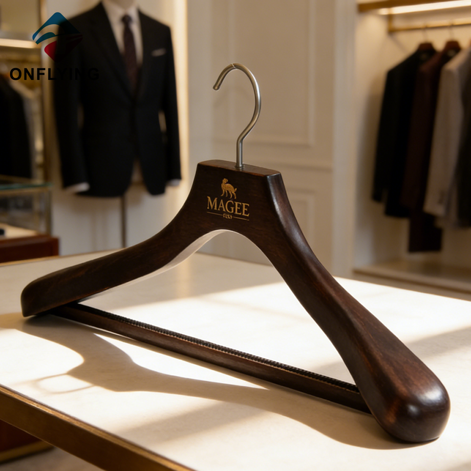 Crochet rond personnalisé flocage barre costume cintre antidérapant en bois Chine usine