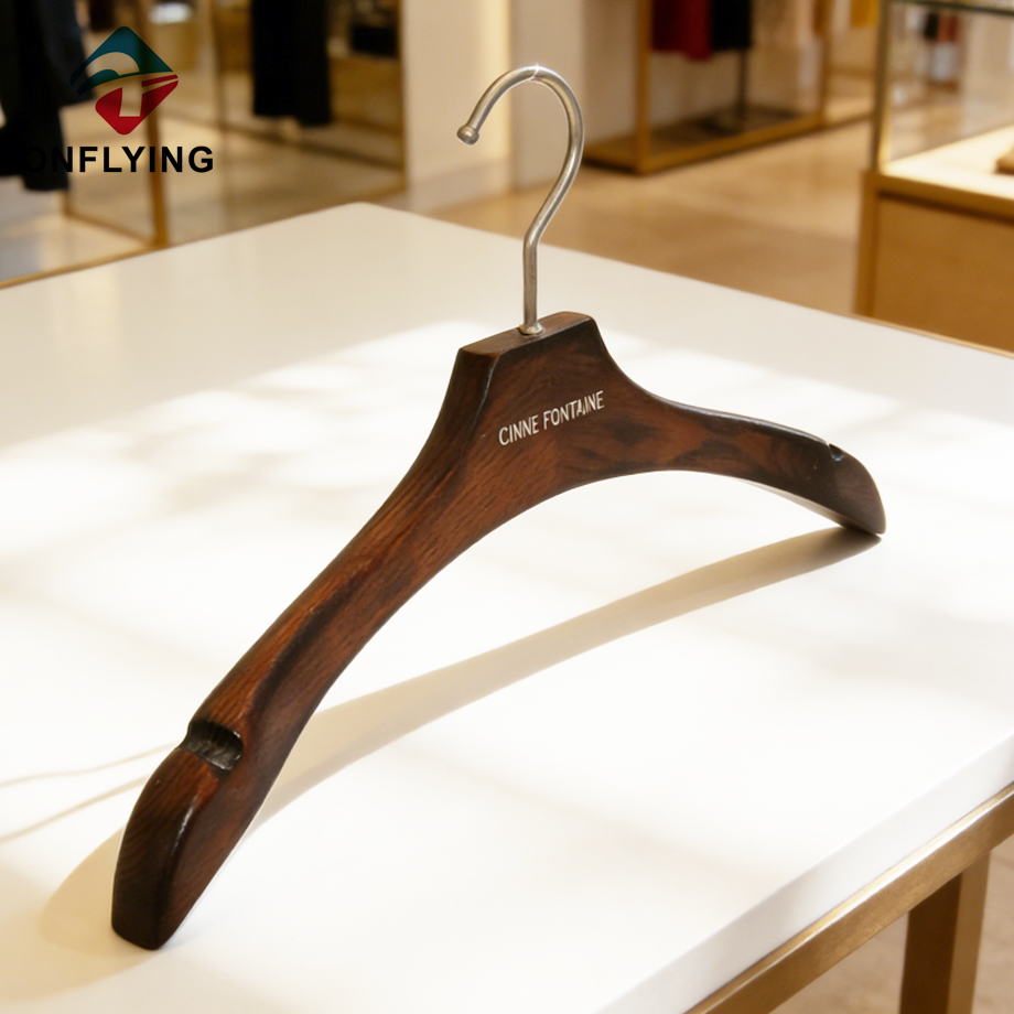 ブティック滑り止めブライダルウェディングアッシュツリー木製ドレスハンガー中国サプライヤー