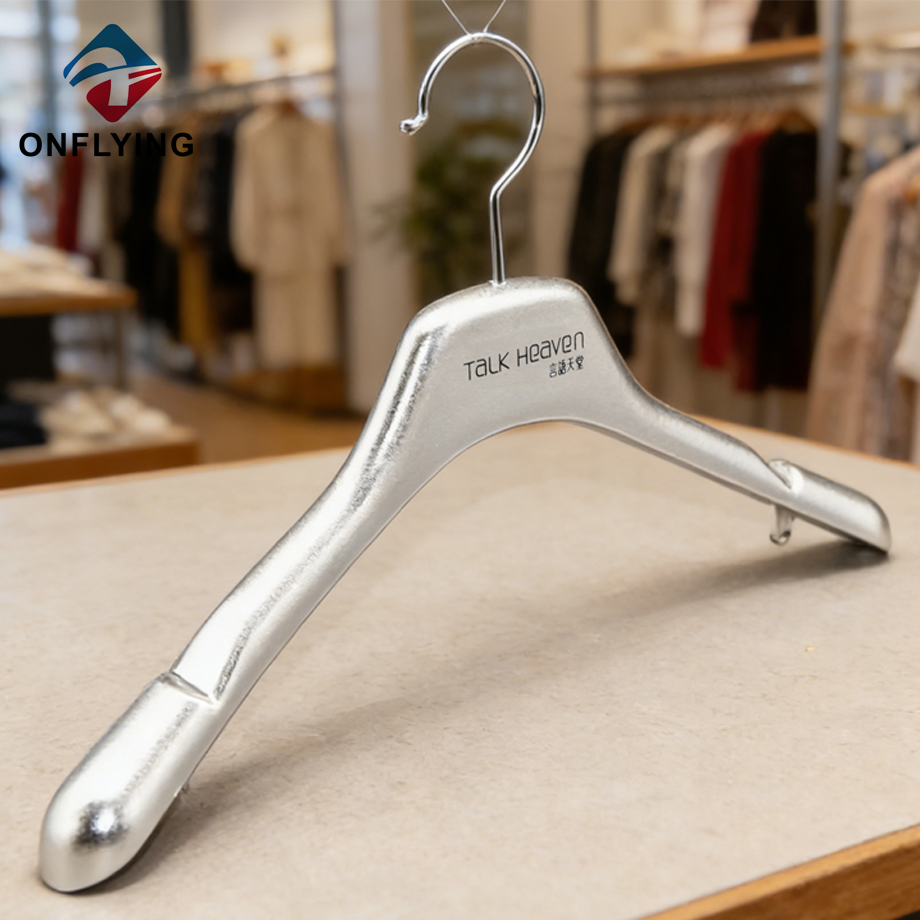 Shiny Custom Silvery Electroplate Plastic Bridal Dress Hanger China Manufacturer