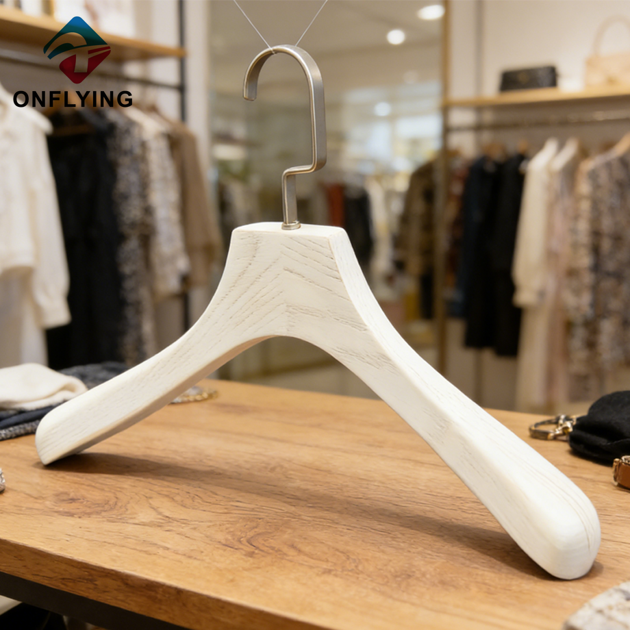 頑丈なミニマリスト デザイン コート衣類白アッシュツリー木製ハンガー中国工場