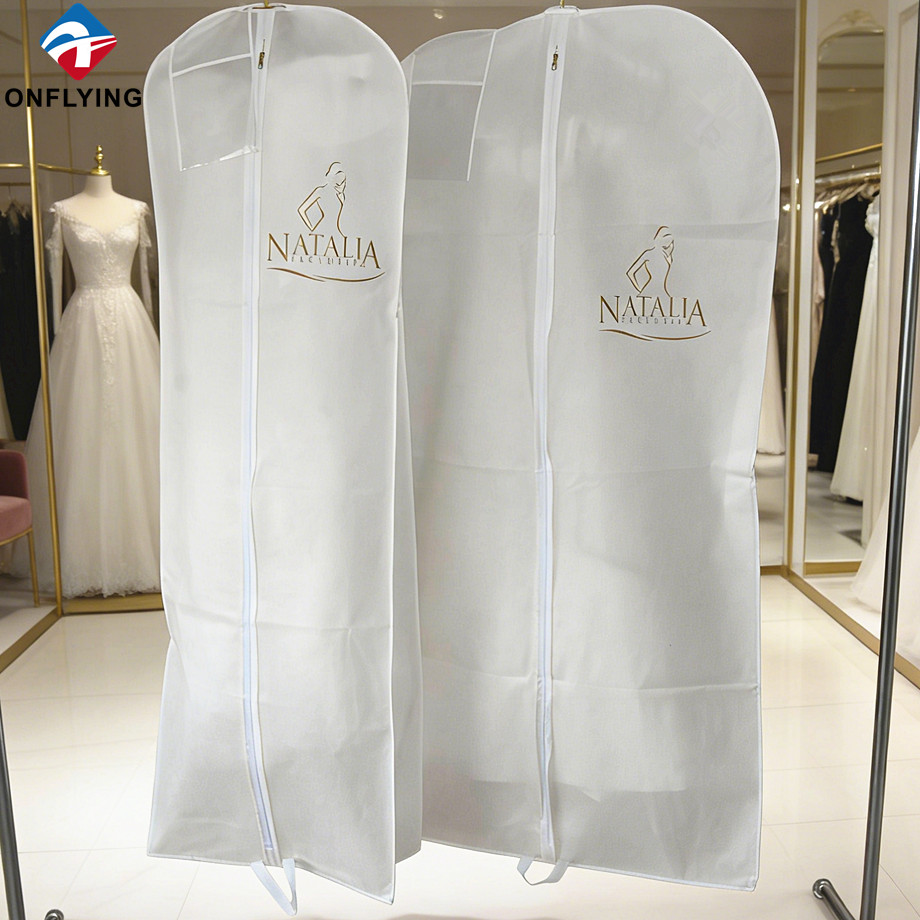 Explosive Models Non Woven White Wedding Garment Bag with Gusset for Bridal Gown Factory China