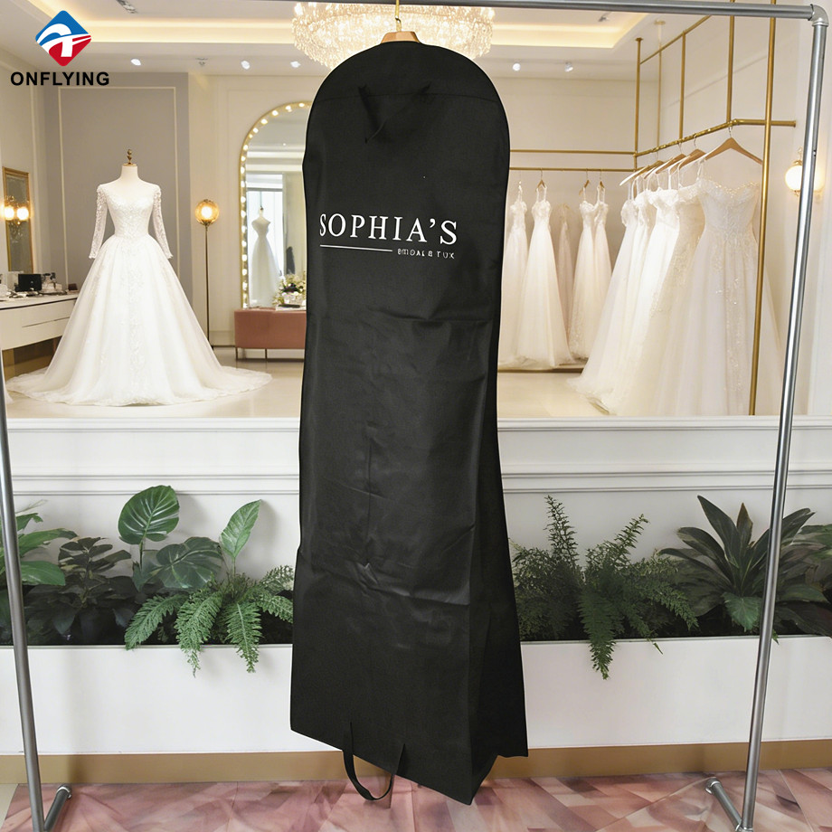 Dustproof Non Woven Black Wedding Dress Packing Bag for Apparel Shop Supplier China