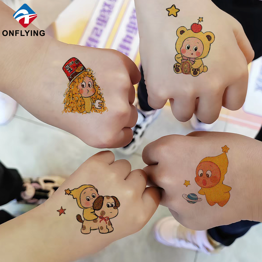 彩色图案贴纸派对定制防水临时纹身贴纸工厂制造商