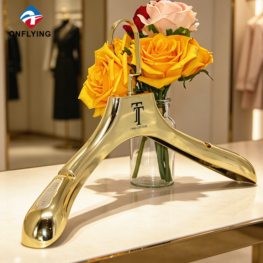 متجر الزفاف الفاخر سيدة المضادة للانزلاق لمعان الذهب اللباس بالكهرباء شماعات الصانع الصين