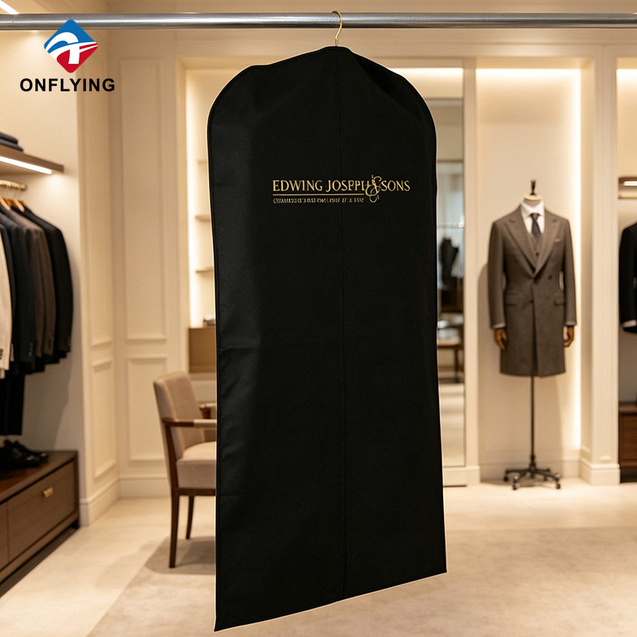 高品质透气面料男士定制黑色无纺布西装收纳袋供应商中国
