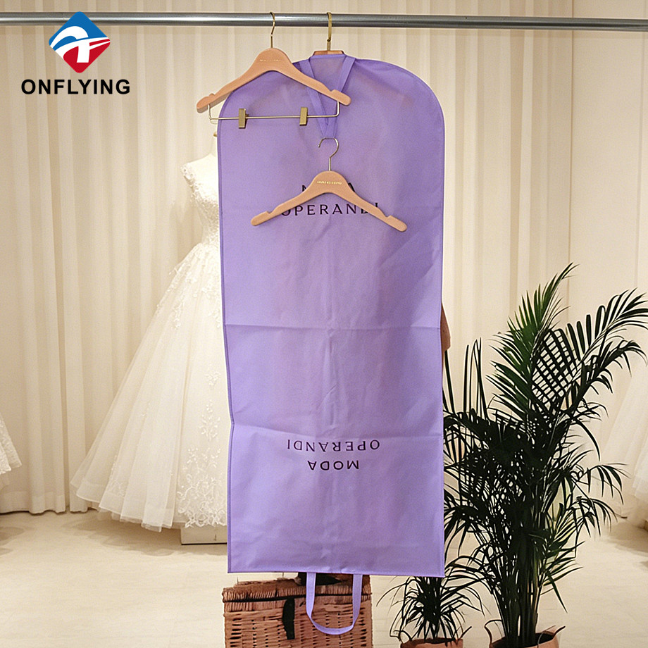 透气面料女士日用印花标志紫色无纺布连衣裙旅行包供应商中国