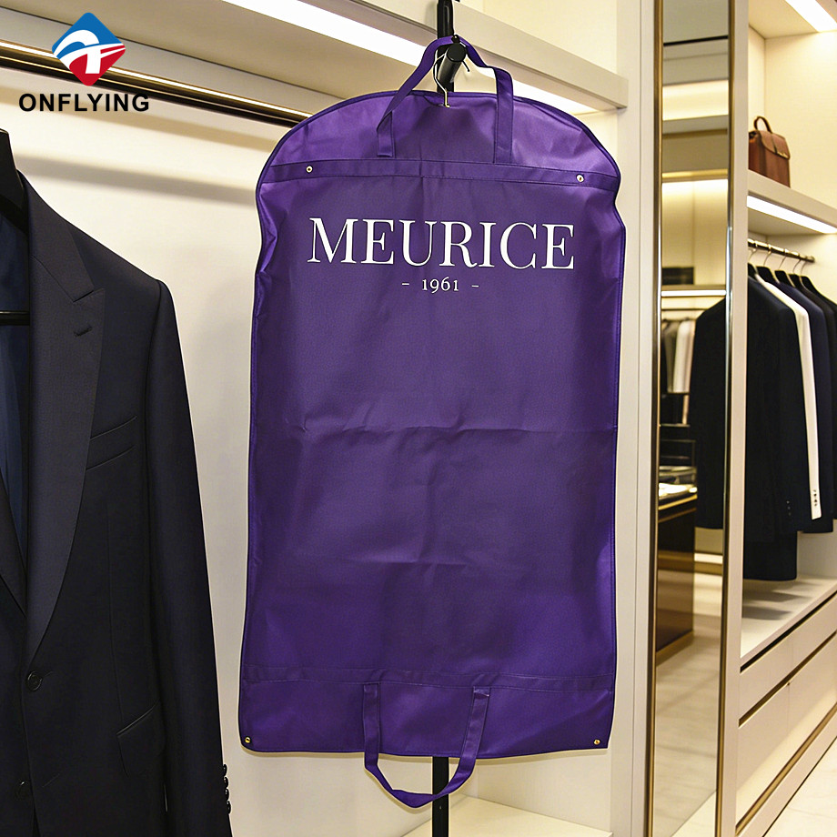 高品质面料可折叠男士紫色无纺布西装收纳袋工厂中国