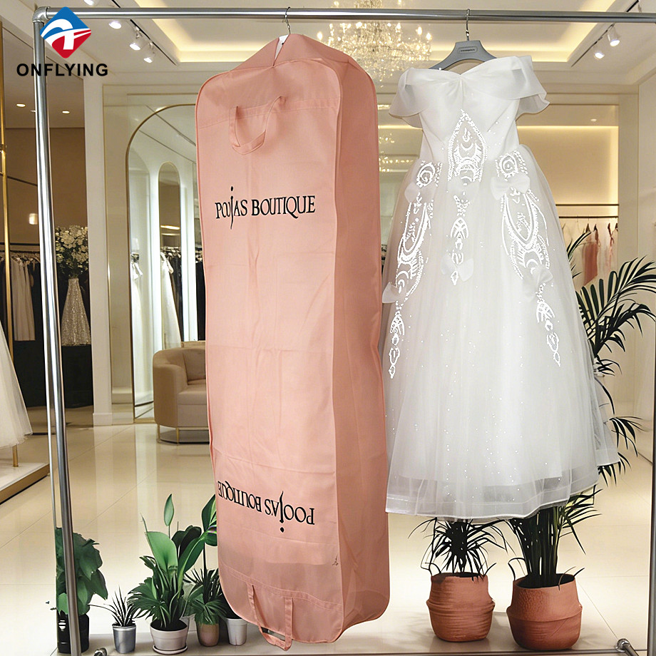 High Quality Breathable Bridal Gown pink Non Woven Wedding Storage Bag Factory China