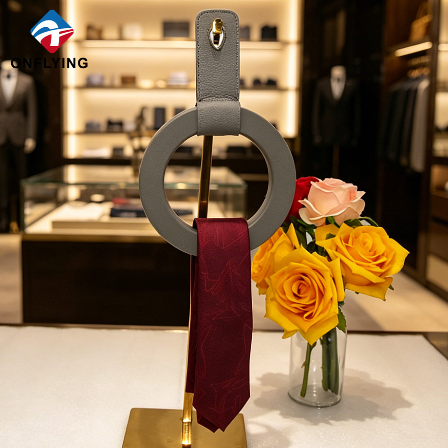 High-end Medium Size Hanging Ring Suit Shop Display Men Wooden Suit Tie Rack Supplier China