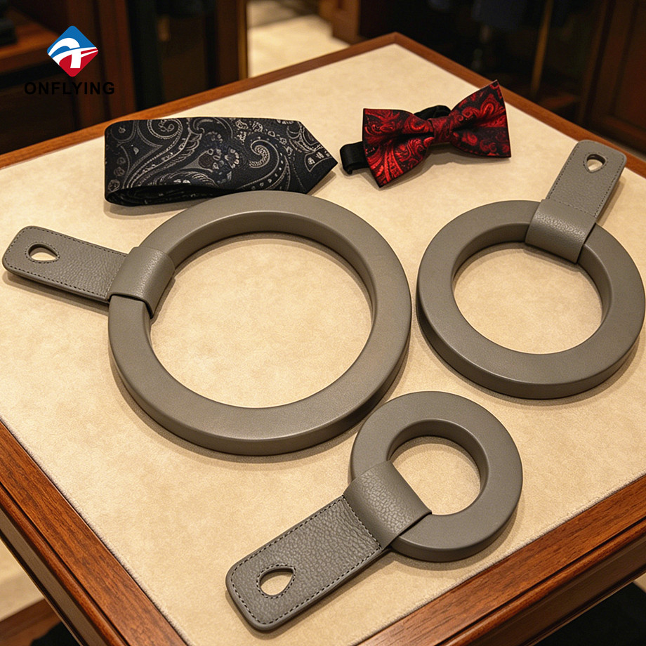 Luxury Premium Display Custom Multiple Sizes Grey Tie Hanger Set with Hanging Ring Supplier China