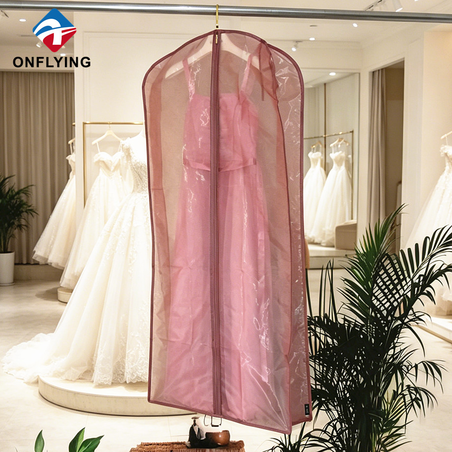 Luxury Portable Boutique Couture Custom Material Organza Dress Cover with Gusset Supplier China
