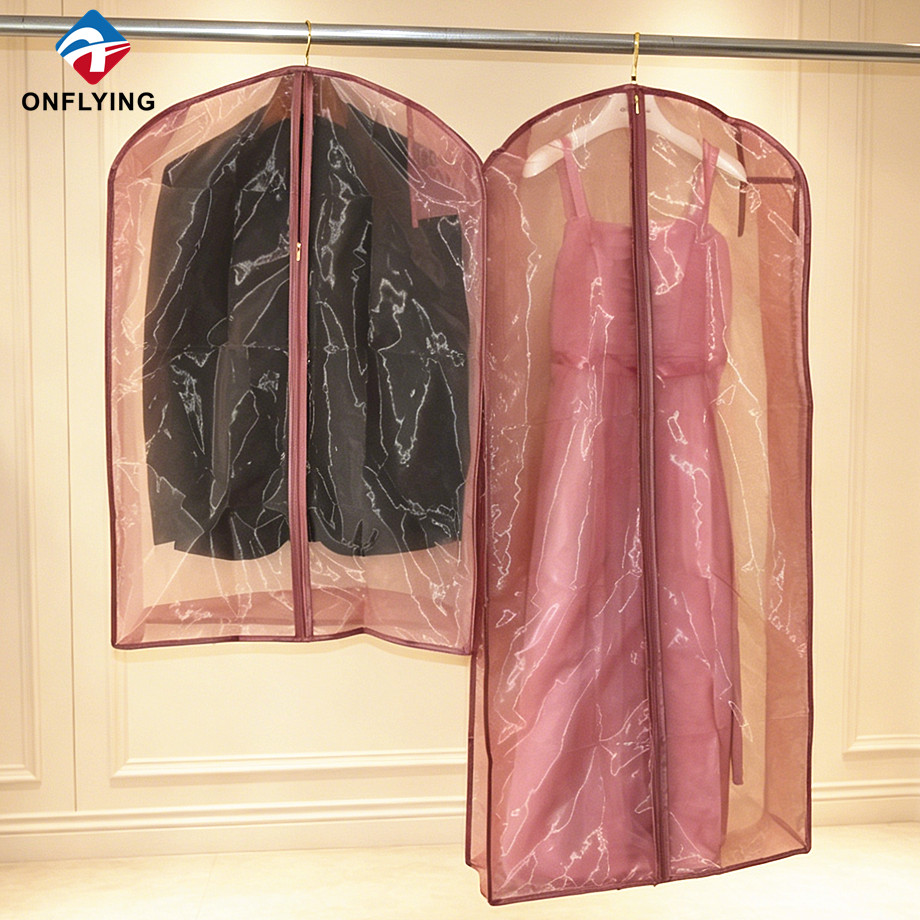 Proveedor de sistema de cubierta de ropa de organza rosa claro de tienda de ropa a prueba de polvo de grado superior China