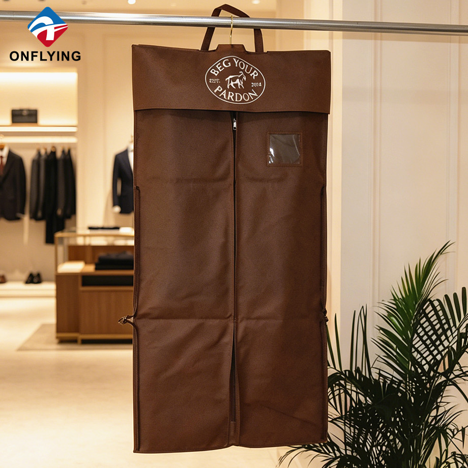 Top-Qualität Herren Custom Big Pocket Non Woven Brown Anzug Kleidungsstück faltbare Tasche Fabrik China