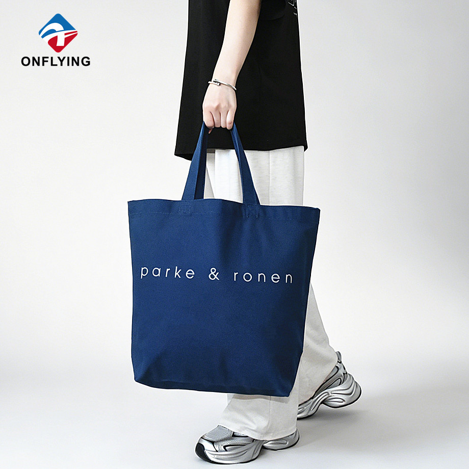 Luxury Durable Portable Display Custom logo Black Canvas Shopping Tote Handbag Supplier China